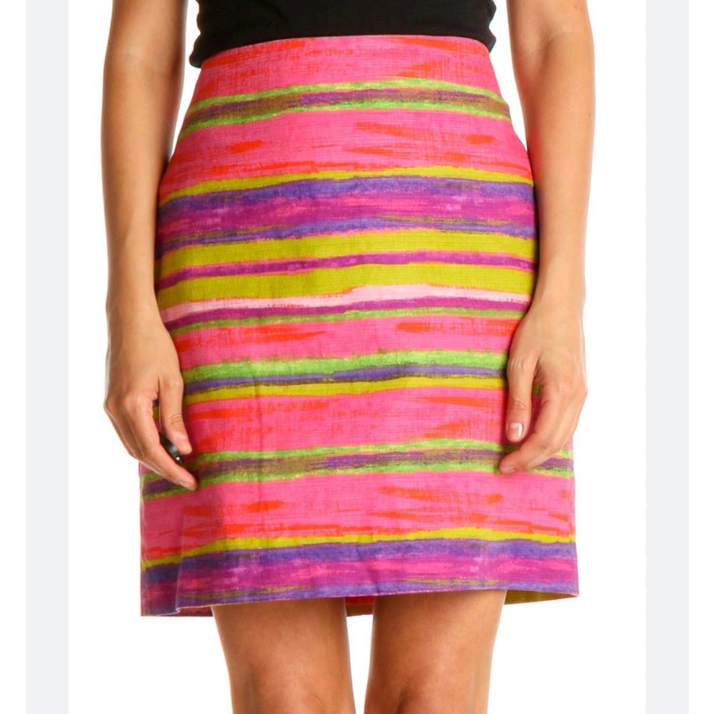 Ann Taylor Skirt Women Size 4 Pink Printed Brunch A Line Above Knee Casual Lined